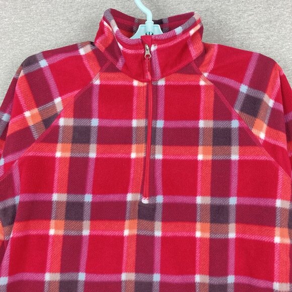 Eddie Bauer Women's Fleece Pullover Sweatshirt Sz Small Red Plaid Mock Neck NWOT - Picture 3 of 8